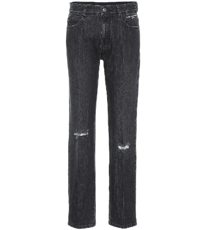Shop Stella Mccartney Distressed High-rise Straight Jeans In Blue