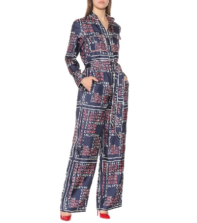 Shop Valentino Printed Silk Twill Jumpsuit In Multicoloured