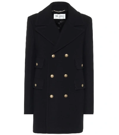 Shop Saint Laurent Wool And Angora Coat In Black