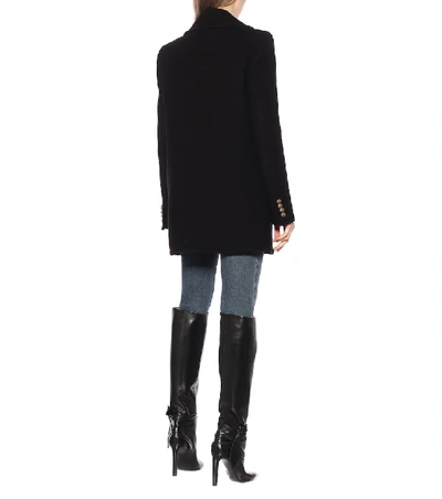 Shop Saint Laurent Wool And Angora Coat In Black