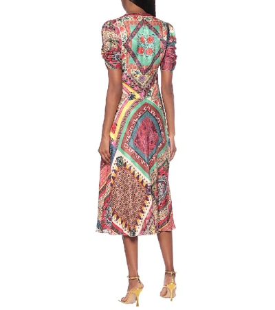 Shop Etro Printed Satin Midi Dress In Multicoloured