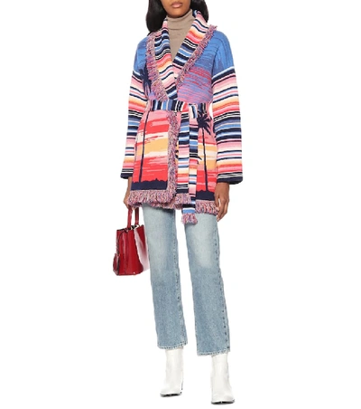 Shop Alanui Malibu Sunset Stretch-cashmere Cardigan In Multicoloured