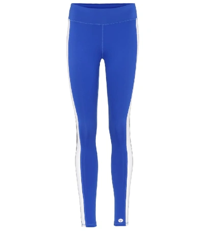 Shop Tory Sport Color-block Striped Leggings In Blue
