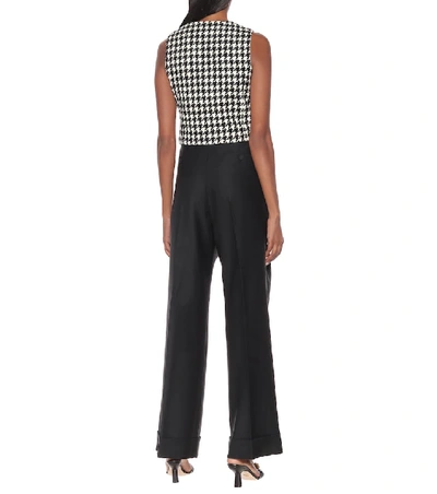 Shop Gucci Houndstooth Wool And Cotton Vest In Black