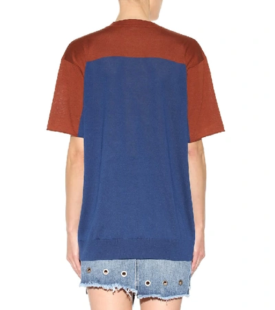 Shop Stella Mccartney Silk And Cotton T-shirt In Blue