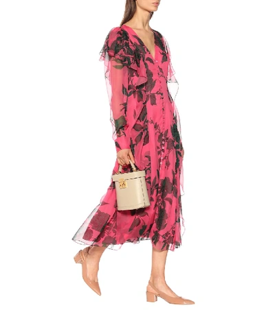 Shop Carolina Herrera Printed Silk Chiffon Dress In Pink