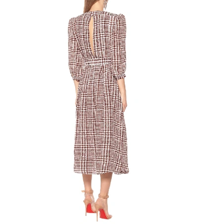 Shop Alessandra Rich Houndstooth Silk Maxi Dress In Brown