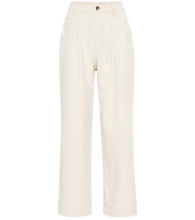 Shop Brunello Cucinelli High-rise Wide-leg Jeans In White