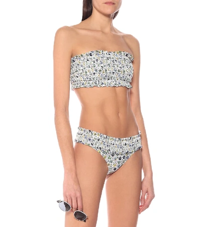 Shop Tory Burch Costa Floral Bandeau Bikini Top In Blue
