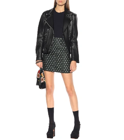 Shop Alexa Chung Jacquard Miniskirt In Green