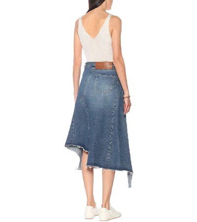 Shop Loewe Denim Midi Skirt In Blue