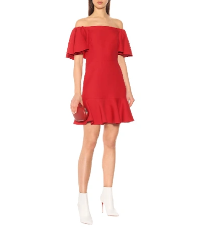 Shop Valentino Wool And Silk Minidress In Red