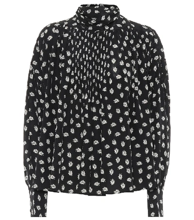 Shop Isabel Marant Cecilie Floral Silk Blouse In Black