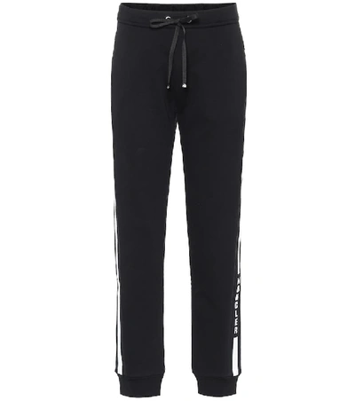 Shop Moncler Logo Cotton-blend Sweatpants In Black