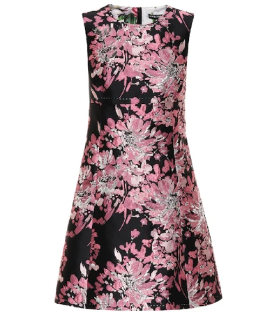 Shop Dolce & Gabbana Floral Brocade Dress In Pink