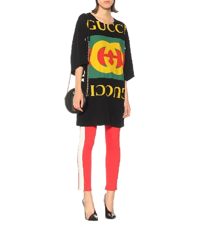 Shop Gucci Oversized Printed Cotton T-shirt In Black