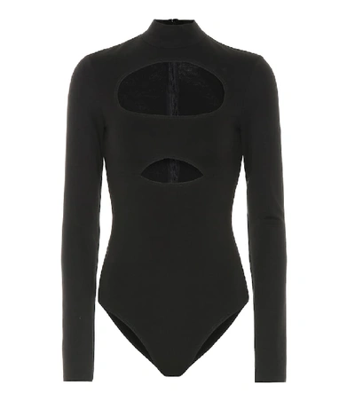 Shop David Koma Cut-out Cotton Bodysuit In Black