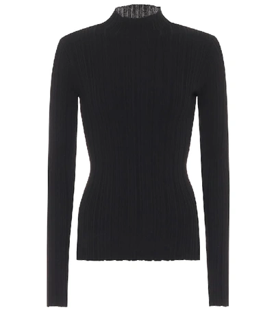 Shop Acne Studios Ribbed-knit Cotton-blend Sweater In Black