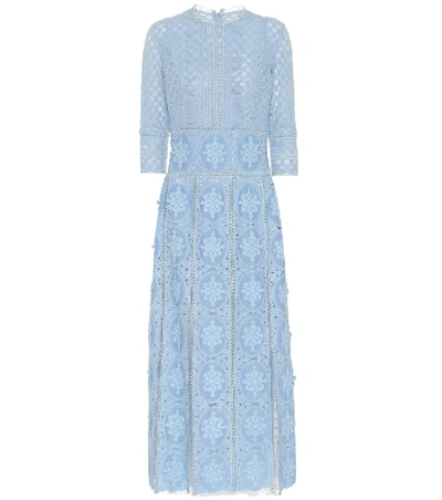 Shop Costarellos Amelle Lace Midi Dress In Blue