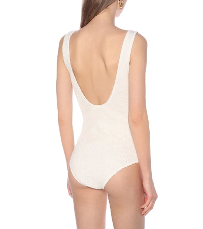 Shop Jil Sander Linen-blend Bodysuit In White