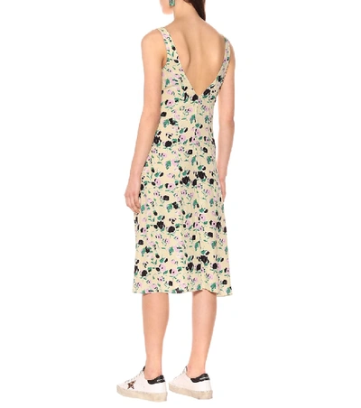 Shop Plan C Floral-printed Crêpe Midi Dress In Yellow