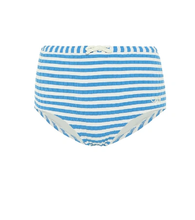 Shop Solid & Striped The Ginger Striped Bikini Bottoms In Blue