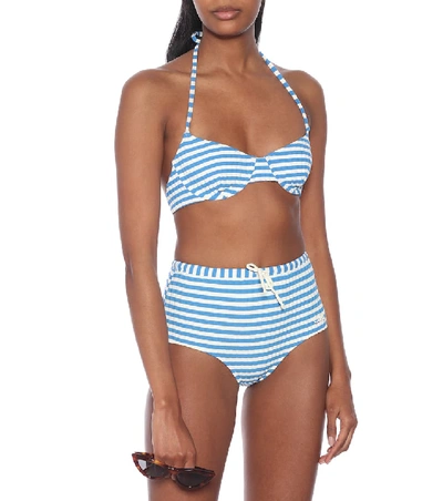 Shop Solid & Striped The Ginger Striped Bikini Bottoms In Blue