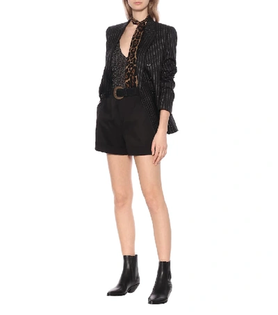 Shop Saint Laurent Virgin Wool Shorts In Black