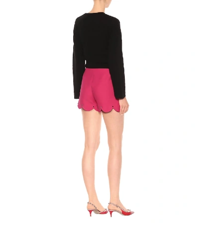 Shop Valentino Silk And Wool Shorts In Pink