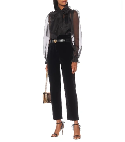 Shop Dolce & Gabbana High-rise Velvet Pants In Black