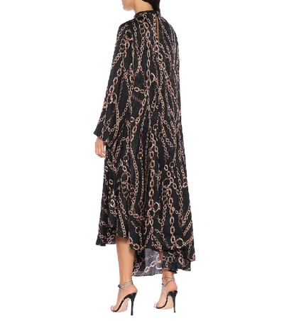 Shop Balenciaga Printed Silk Dress In Black