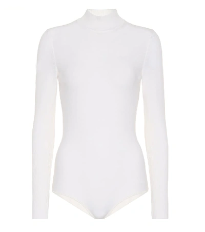 Shop Alaïa Wool-blend Bodysuit In White