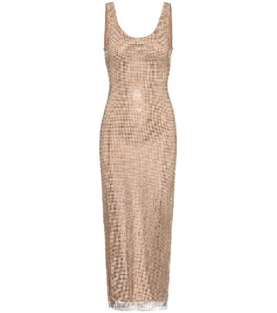 Shop Alessandra Rich Crystal-embellished Midi Dress In Gold