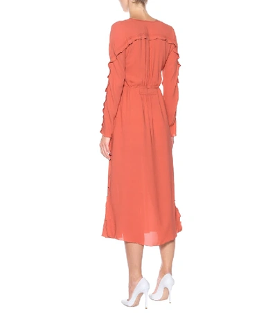 Shop Bottega Veneta Silk Georgette Midi Dress In Orange