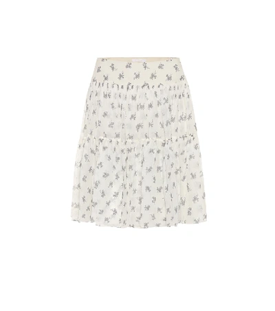 Shop Chloé Floral Silk Miniskirt In White