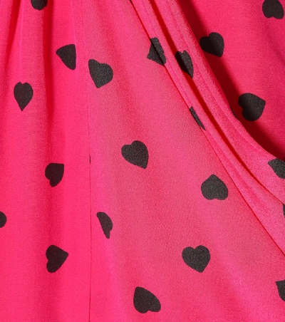 Shop Valentino Heart Print Silk Jumpsuit In Pink