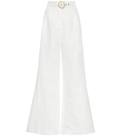 Shop Zimmermann Honour High-rise Linen Pants In White