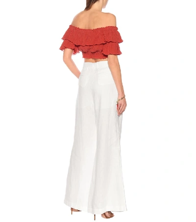 Shop Zimmermann Honour High-rise Linen Pants In White