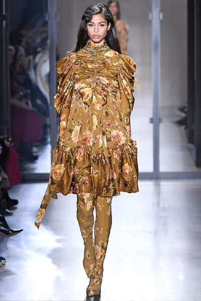 Shop Zimmermann Resistance Floral Silk-satin Dress In Brown