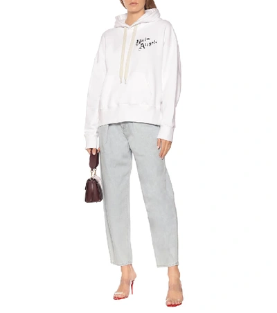 Shop Palm Angels Cotton Hoodie In White