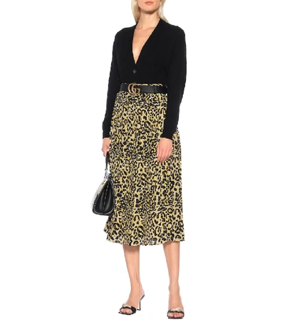Shop Gucci Leopard-print Silk Skirt In Beige