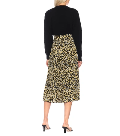 Shop Gucci Leopard-print Silk Skirt In Beige