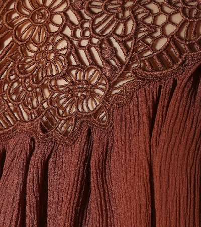 Shop Chloé Lace-panelled Silk Blouse In Brown