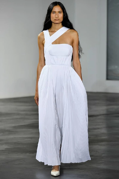 Shop Gabriela Hearst Norah Pleated Cotton Maxi Dress In White