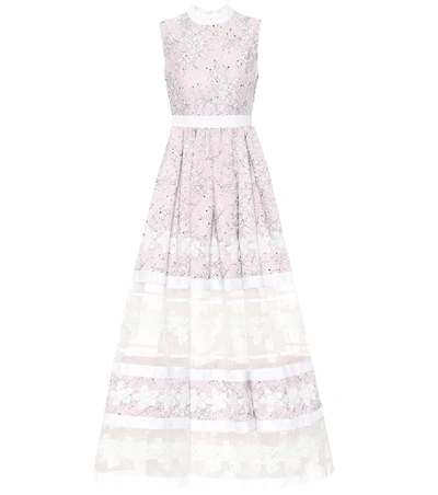 Shop Huishan Zhang Floral Lace Gown In Pink