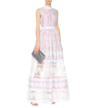 Shop Huishan Zhang Floral Lace Gown In Pink