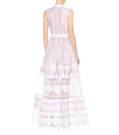 Shop Huishan Zhang Floral Lace Gown In Pink