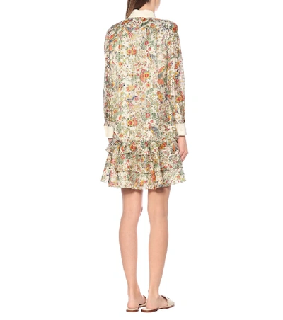 Shop Tory Burch Floral Silk-blend Minidress In Multicoloured