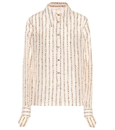 Shop Chloé Printed Silk Shirt In Beige