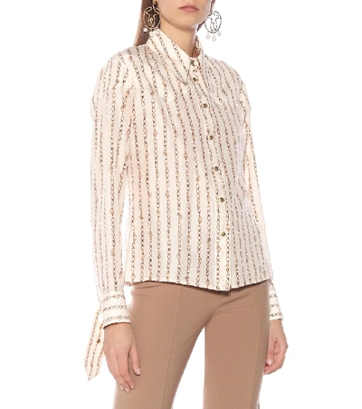 Shop Chloé Printed Silk Shirt In Beige